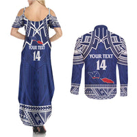 Custom Samoa Cricket Couples Matching Summer Maxi Dress and Long Sleeve Button Shirt Go Champions Samoan - Polynesian Pride