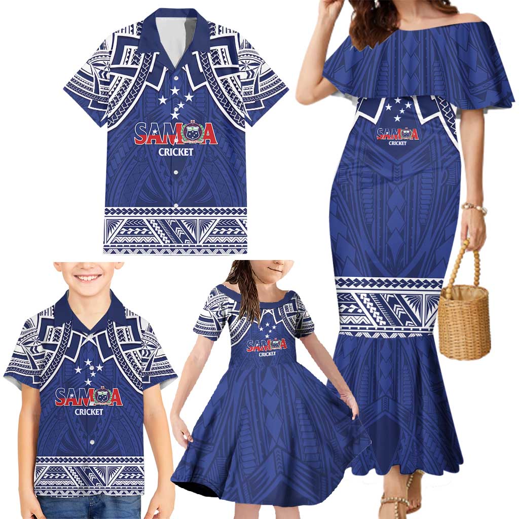 Custom Samoa Cricket Family Matching Mermaid Dress and Hawaiian Shirt Go Champions Samoan - Polynesian Pride