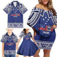 Custom Samoa Cricket Family Matching Off Shoulder Short Dress and Hawaiian Shirt Go Champions Samoan - Polynesian Pride