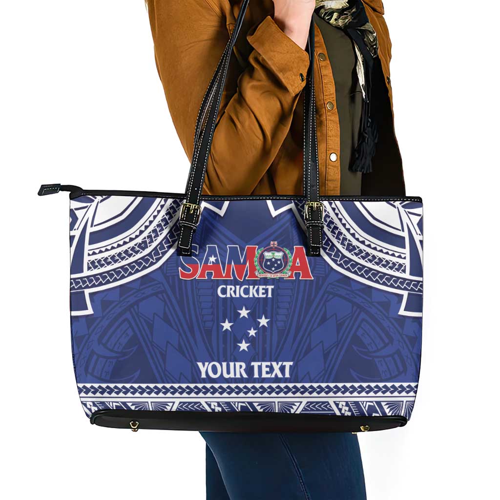 Custom Samoa Cricket Leather Tote Bag Go Champions Samoan - Polynesian Pride