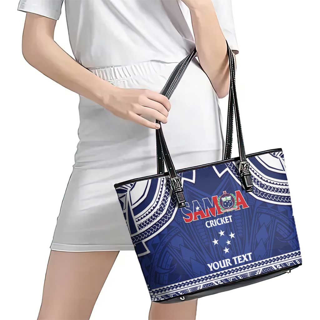 Custom Samoa Cricket Leather Tote Bag Go Champions Samoan - Polynesian Pride