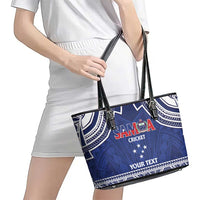 Custom Samoa Cricket Leather Tote Bag Go Champions Samoan - Polynesian Pride