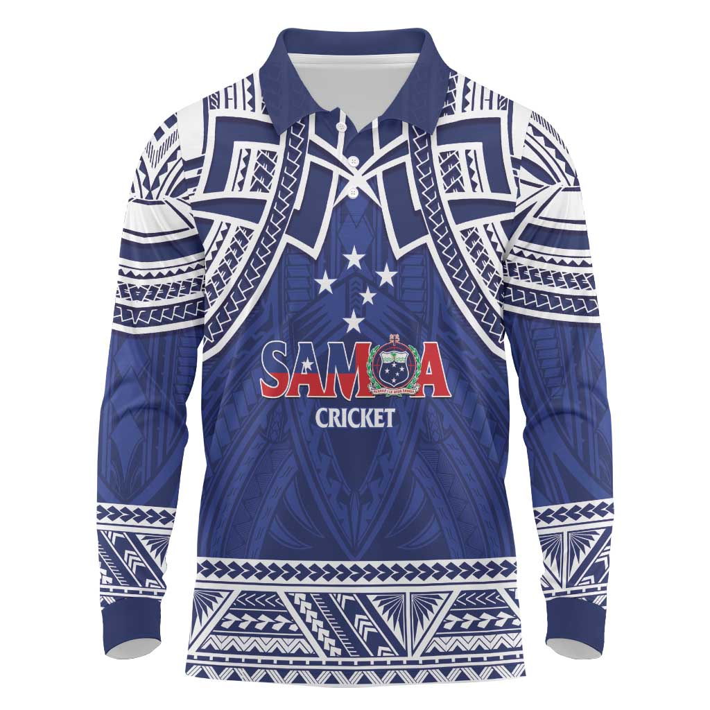Custom Samoa Cricket Long Sleeve Polo Shirt Go Champions Samoan - Polynesian Pride