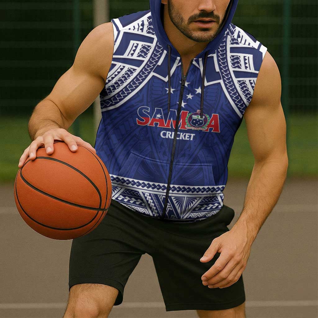 Custom Samoa Cricket Sleeveless Zip Hoodie Go Champions Samoan - Polynesian Pride