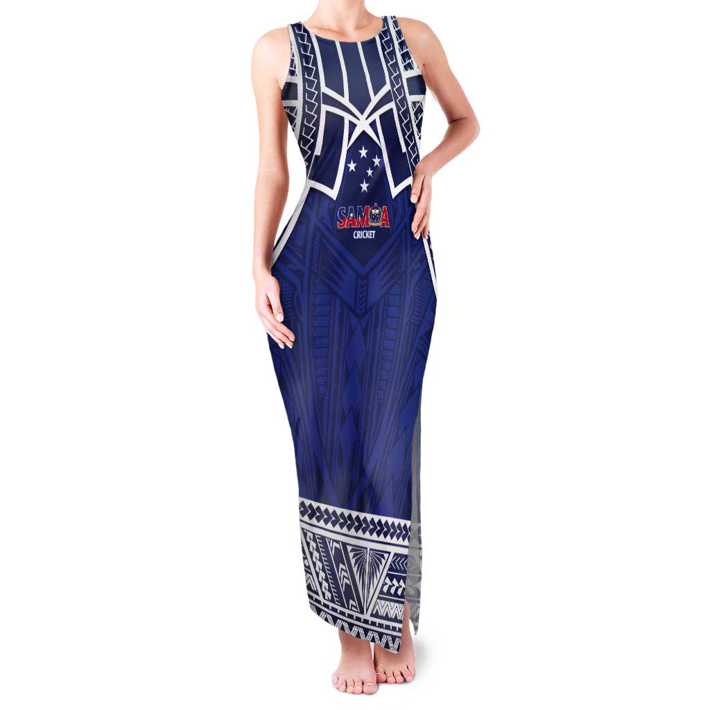 Custom Samoa Cricket Tank Maxi Dress Go Champions Samoan LT14 Women Blue - Polynesian Pride