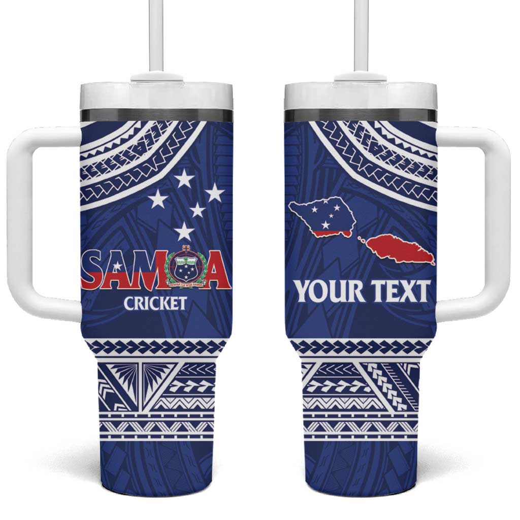 Custom Samoa Cricket Tumbler With Handle Go Champions Samoan LT14 One Size: 40 oz Blue - Polynesian Pride