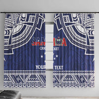 Custom Samoa Cricket Window Curtain Go Champions Samoan LT14 With Hooks Blue - Polynesian Pride