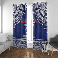 Custom Samoa Cricket Window Curtain Go Champions Samoan LT14 With Grommets Blue - Polynesian Pride