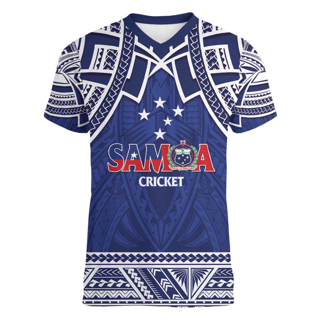 Custom Samoa Cricket Women V-Neck T-Shirt Go Champions Samoan - Polynesian Pride