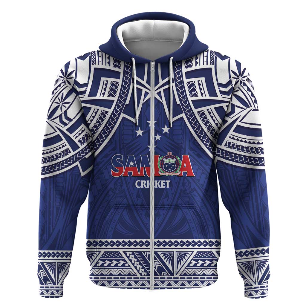 Custom Samoa Cricket Zip Hoodie Go Champions Samoan LT14 Zip Hoodie Blue - Polynesian Pride