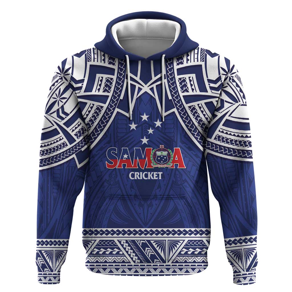 Custom Samoa Cricket Zip Hoodie Go Champions Samoan LT14 Pullover Hoodie Blue - Polynesian Pride