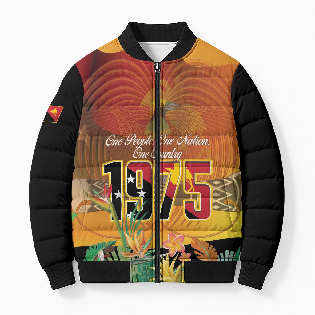 Personalised Papua New Guinea Independence Day Bomber Puffer Jacket One People One Nation One Country LT14 Unisex Multicolor - Polynesian Pride