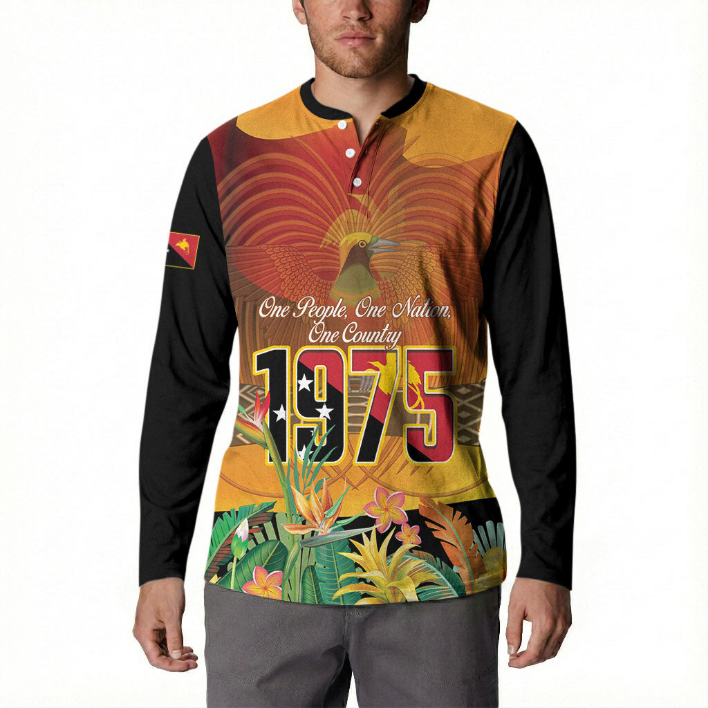 Personalised Papua New Guinea Independence Day Button Sweatshirt One People One Nation One Country