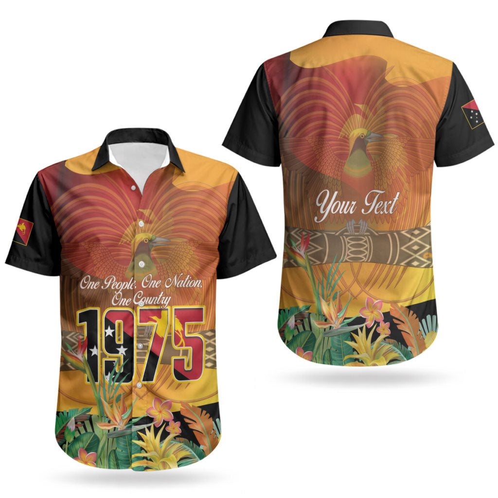 Personalised Papua New Guinea Independence Day Couples Matching Short Sleeve Bodycon Dress and Hawaiian Shirt One People One Nation One Country