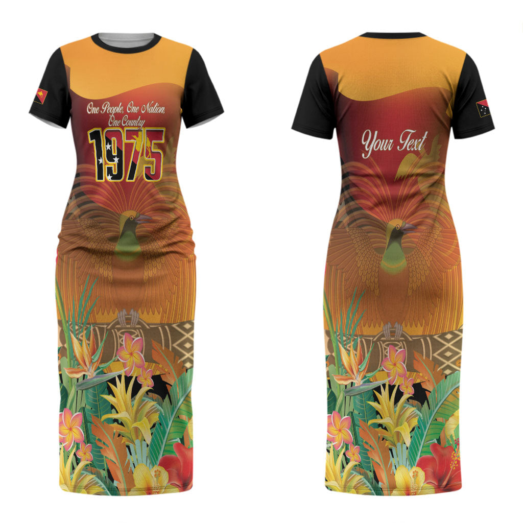 Personalised Papua New Guinea Independence Day Couples Matching Short Sleeve Bodycon Dress and Hawaiian Shirt One People One Nation One Country