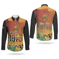 Personalised Papua New Guinea Independence Day Couples Matching Short Sleeve Bodycon Dress and Long Sleeve Button Shirt One People One Nation One Country