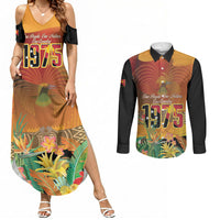 Personalised Papua New Guinea Independence Day Couples Matching Summer Maxi Dress and Long Sleeve Button Shirt One People One Nation One Country