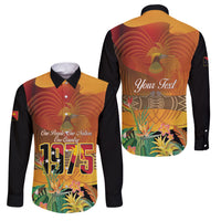 Personalised Papua New Guinea Independence Day Family Matching Long Sleeve Bodycon Dress and Hawaiian Shirt One People One Nation One Country