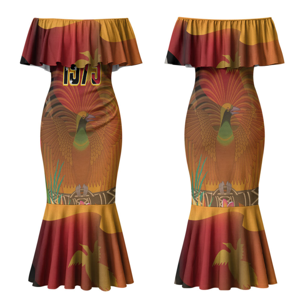 Personalised Papua New Guinea Independence Day Family Matching Mermaid Dress and Hawaiian Shirt One People One Nation One Country