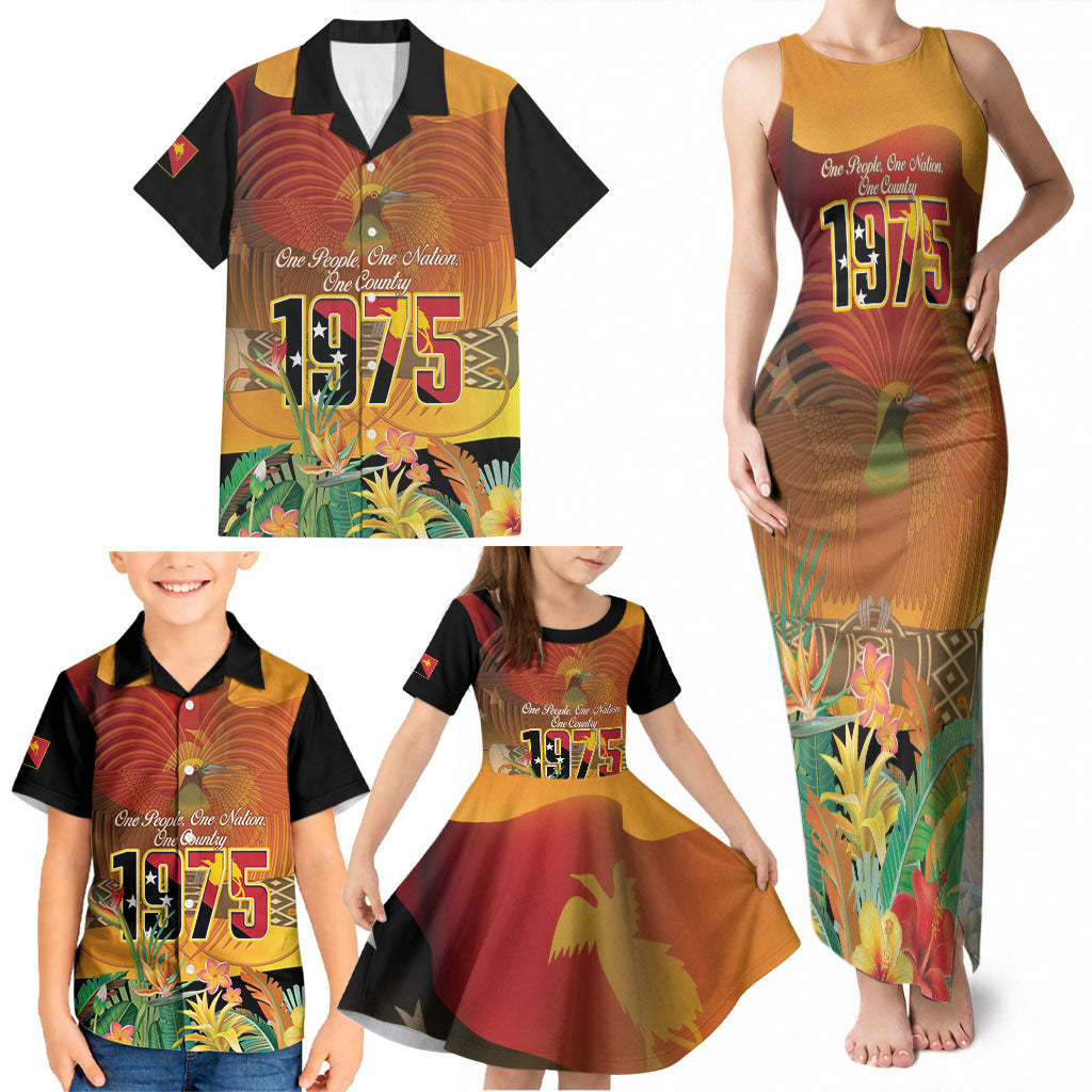 Personalised Papua New Guinea Independence Day Family Matching Tank Maxi Dress and Hawaiian Shirt One People One Nation One Country LT14 - Polynesian Pride