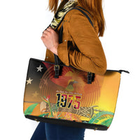 Papua New Guinea Independence Day Leather Tote Bag One People One Nation One Country