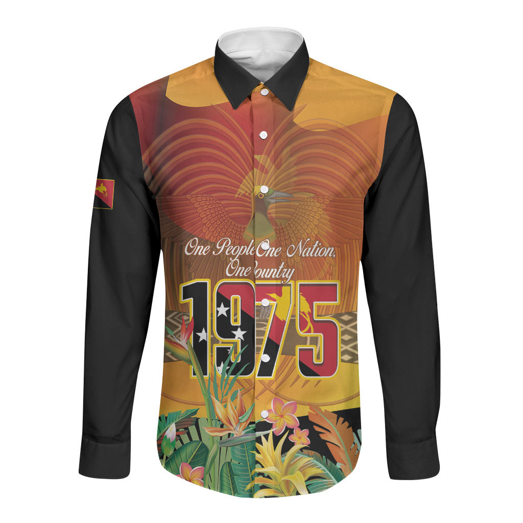 Personalised Papua New Guinea Independence Day Long Sleeve Button Shirt One People One Nation One Country