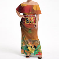 Personalised Papua New Guinea Independence Day Off Shoulder Maxi Dress One People One Nation One Country
