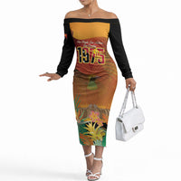 Personalised Papua New Guinea Independence Day Off The Shoulder Long Sleeve Dress One People One Nation One Country