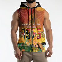 Personalised Papua New Guinea Independence Day Sleeveless Zip Hoodie One People One Nation One Country