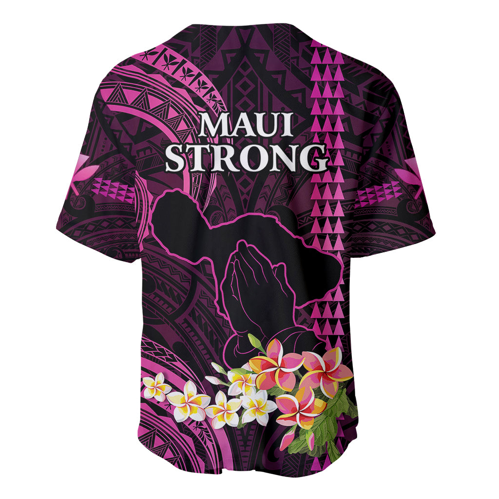 Hawaii Baseball Jersey Pray For Maui Hawaiian Plumeria Be Strong Pink Verison LT14 - Polynesian Pride