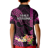Hawaii Kid Polo Shirt Pray For Maui Hawaiian Plumeria Be Strong Pink Verison LT14 - Polynesian Pride