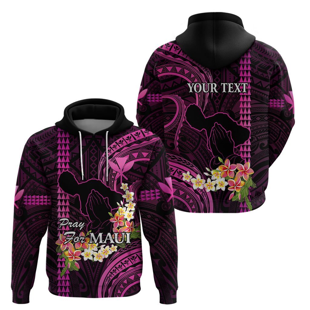 Personalised Hawaii Hoodie Pray For Maui Hawaiian Plumeria Be Strong Pink Verison LT14 - Polynesian Pride