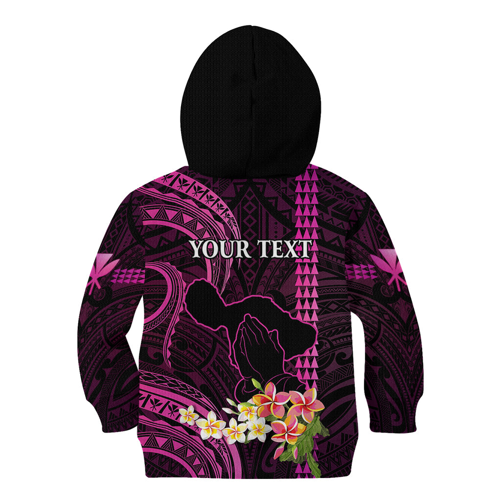 Personalised Hawaii Kid Hoodie Pray For Maui Hawaiian Plumeria Be Strong Pink Verison LT14 - Polynesian Pride