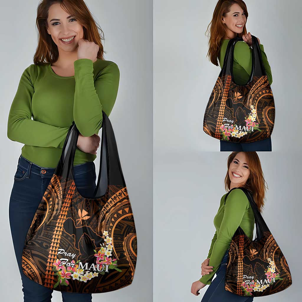 Gold Hawaii Grocery Bag Pray For Maui Hawaiian Plumeria Be Strong