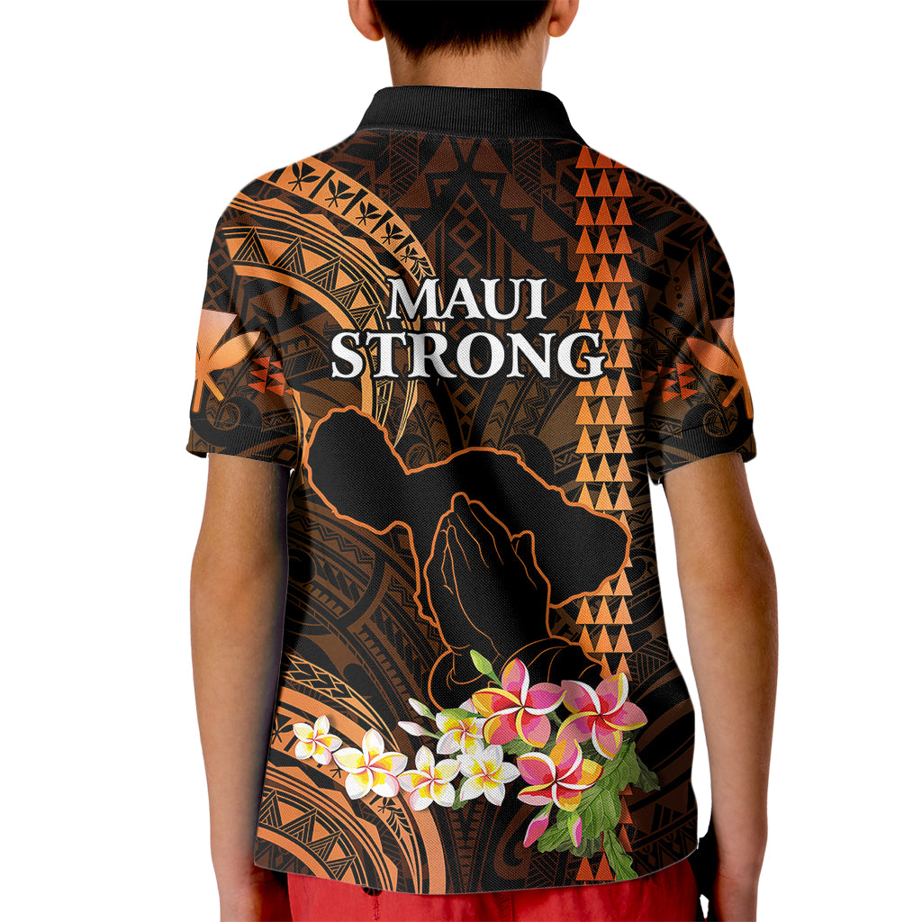 Hawaii Kid Polo Shirt Pray For Maui Hawaiian Plumeria Be Strong Gold Verison LT14 - Polynesian Pride