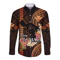 Hawaii Long Sleeve Button Shirt Pray For Maui Hawaiian Plumeria Be Strong Gold Verison LT14 Unisex Gold - Polynesian Pride