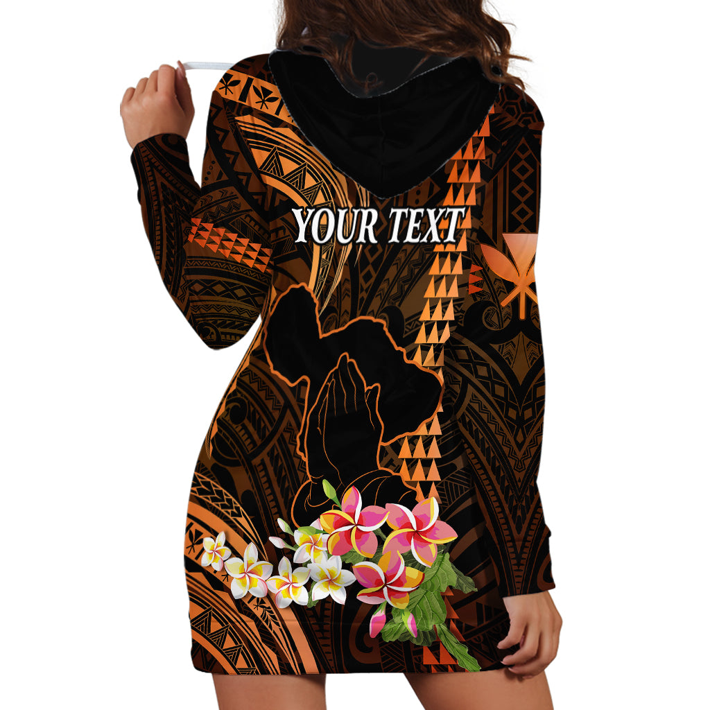 Personalised Hawaii Hoodie Dress Pray For Maui Hawaiian Plumeria Be Strong Gold Verison LT14 - Polynesian Pride