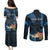 Personalised Hawaii Couples Matching Puletasi Dress and Long Sleeve Button Shirts Pray For Maui Hawaiian Plumeria Be Strong Blue Verison LT14 - Polynesian Pride