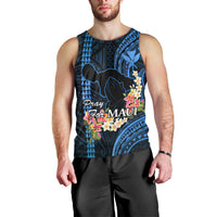 Personalised Hawaii Men Tank Top Pray For Maui Hawaiian Plumeria Be Strong Blue Verison LT14 - Polynesian Pride