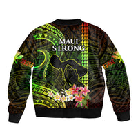 Hawaii Bomber Jacket Pray For Maui Hawaiian Plumeria Be Strong Reggae Verison LT14 - Polynesian Pride