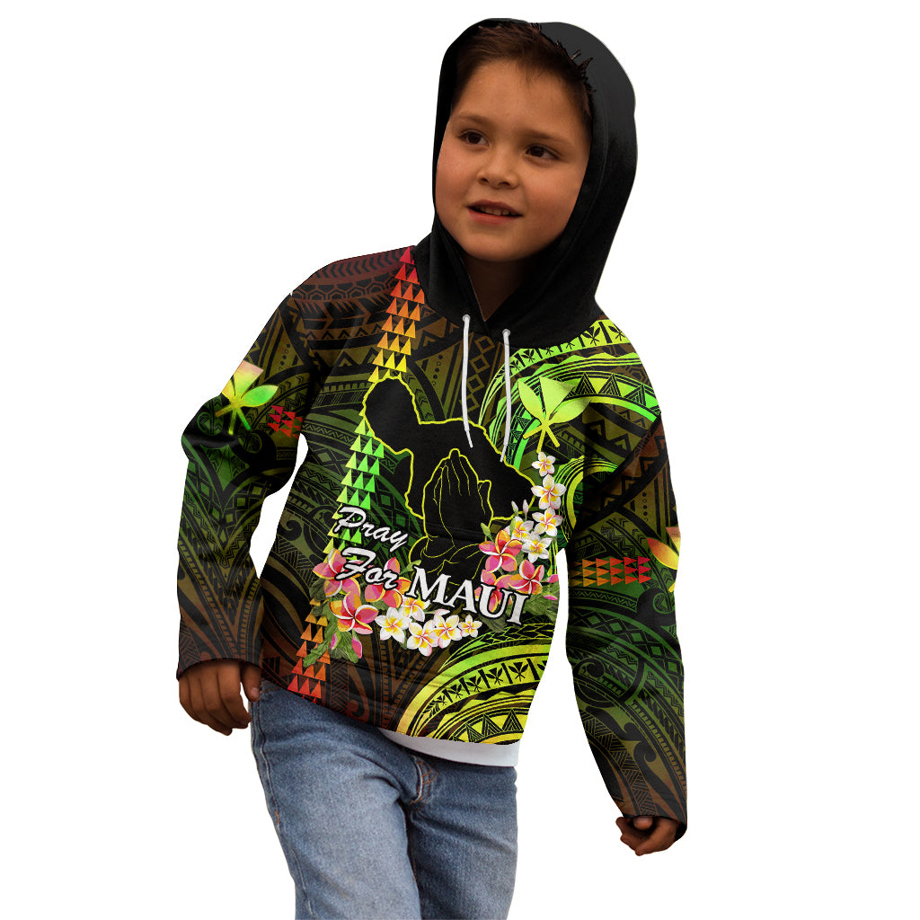 Hawaii Kid Hoodie Pray For Maui Hawaiian Plumeria Be Strong Reggae Verison LT14 - Polynesian Pride