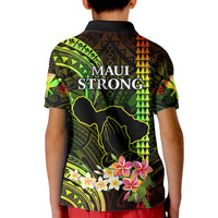 Hawaii Kid Polo Shirt Pray For Maui Hawaiian Plumeria Be Strong Reggae Verison LT14 - Polynesian Pride