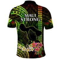 Hawaii Polo Shirt Pray For Maui Hawaiian Plumeria Be Strong Reggae Verison LT14 - Polynesian Pride