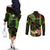 Personalised Hawaii Couples Matching Off The Shoulder Long Sleeve Dress and Long Sleeve Button Shirts Pray For Maui Hawaiian Plumeria Be Strong Reggae Verison LT14 - Polynesian Pride