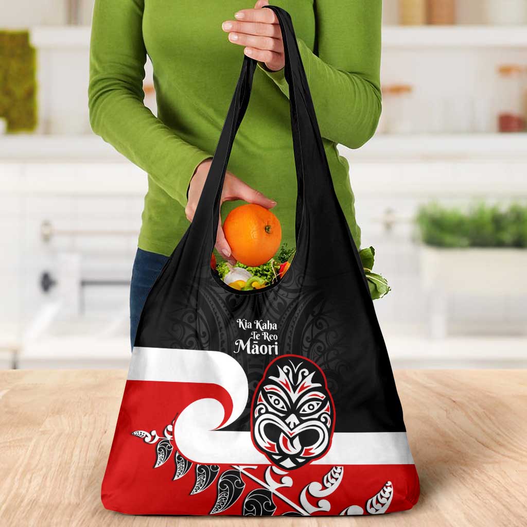 Te Reo Maori New Zealand Grocery Bag Kia Kaha Maori Fern With Tino Rangatiratanga LT14 - Polynesian Pride