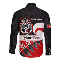 Personalised Te Reo Maori New Zealand Long Sleeve Button Shirt Kia Haka Maori Fern With Tino Rangatiratanga LT14 - Polynesian Pride