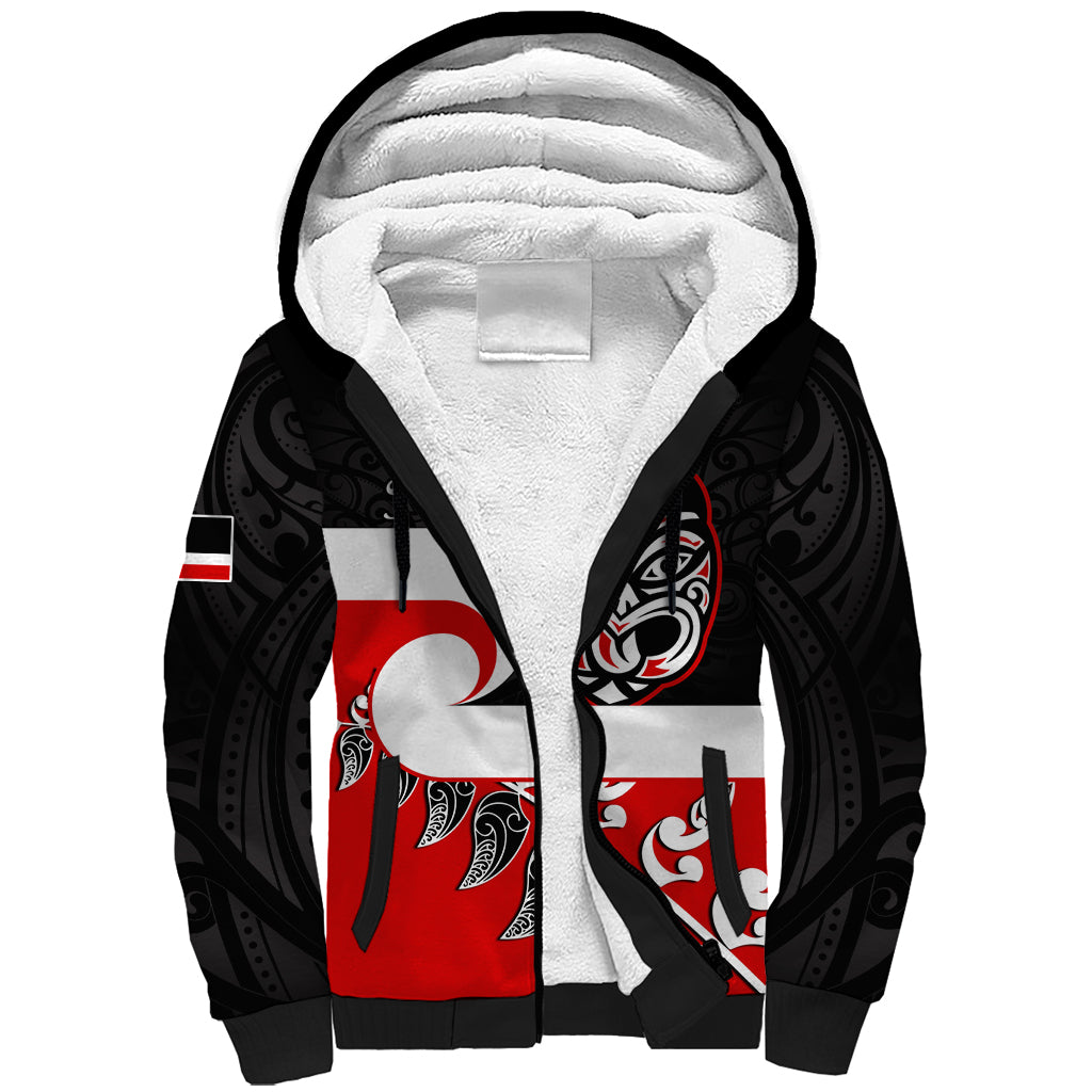 Personalised Te Reo Maori New Zealand Sherpa Hoodie Kia Haka Maori Fern With Tino Rangatiratanga LT14 Unisex Red - Polynesian Pride