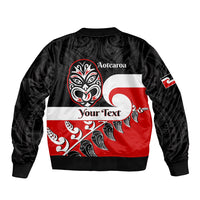 Personalised Te Reo Maori New Zealand Sleeve Zip Bomber Jacket Kia Haka Maori Fern With Tino Rangatiratanga LT14 - Polynesian Pride