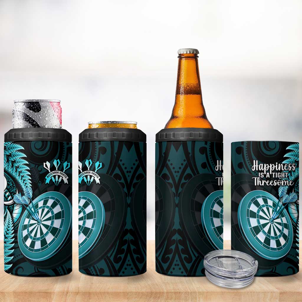 New Zealand Darts 4 in 1 Can Cooler Tumbler Happiness Is A Tight Threesome Maori Turquoise LT14 - Polynesian Pride
