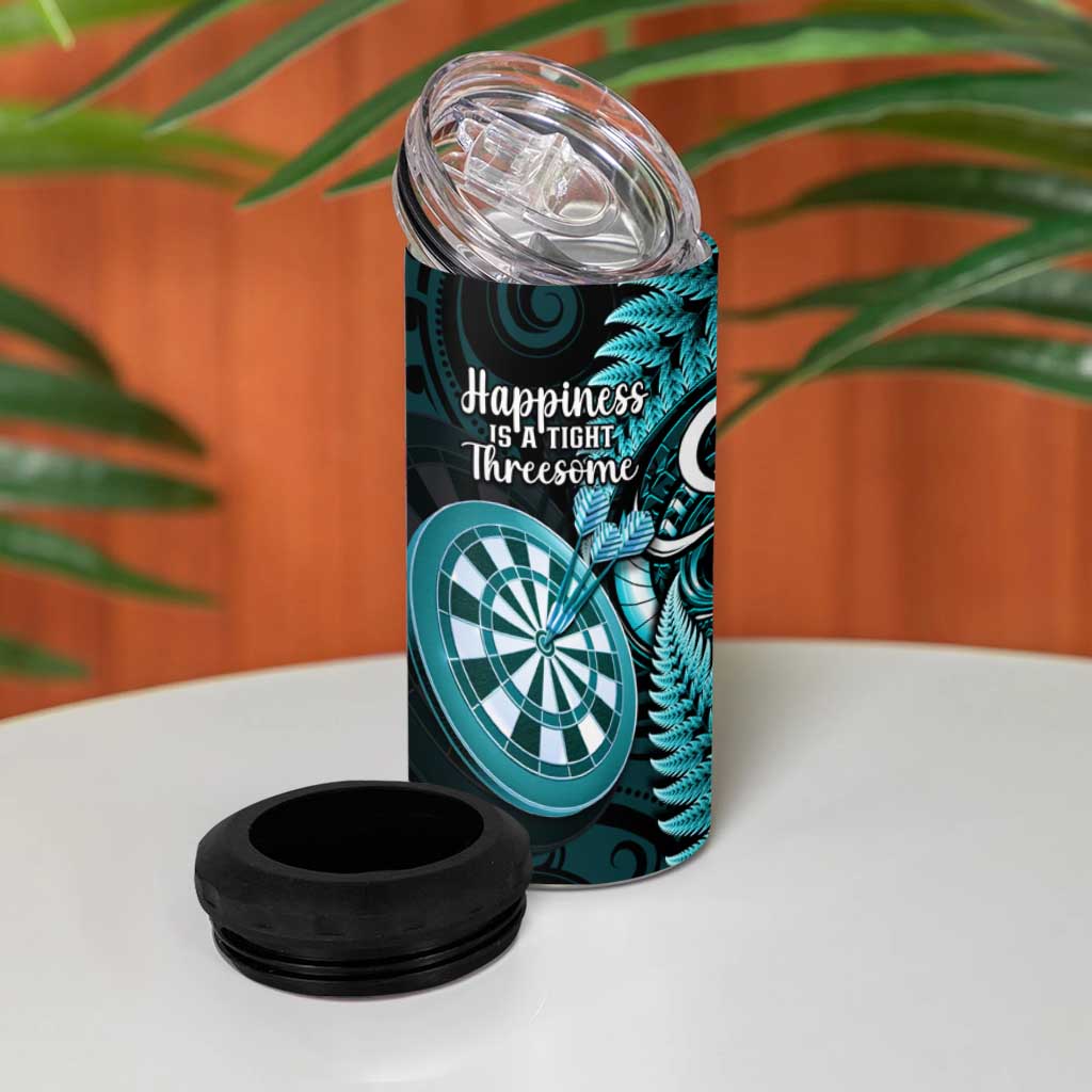 New Zealand Darts 4 in 1 Can Cooler Tumbler Happiness Is A Tight Threesome Maori Turquoise LT14 - Polynesian Pride